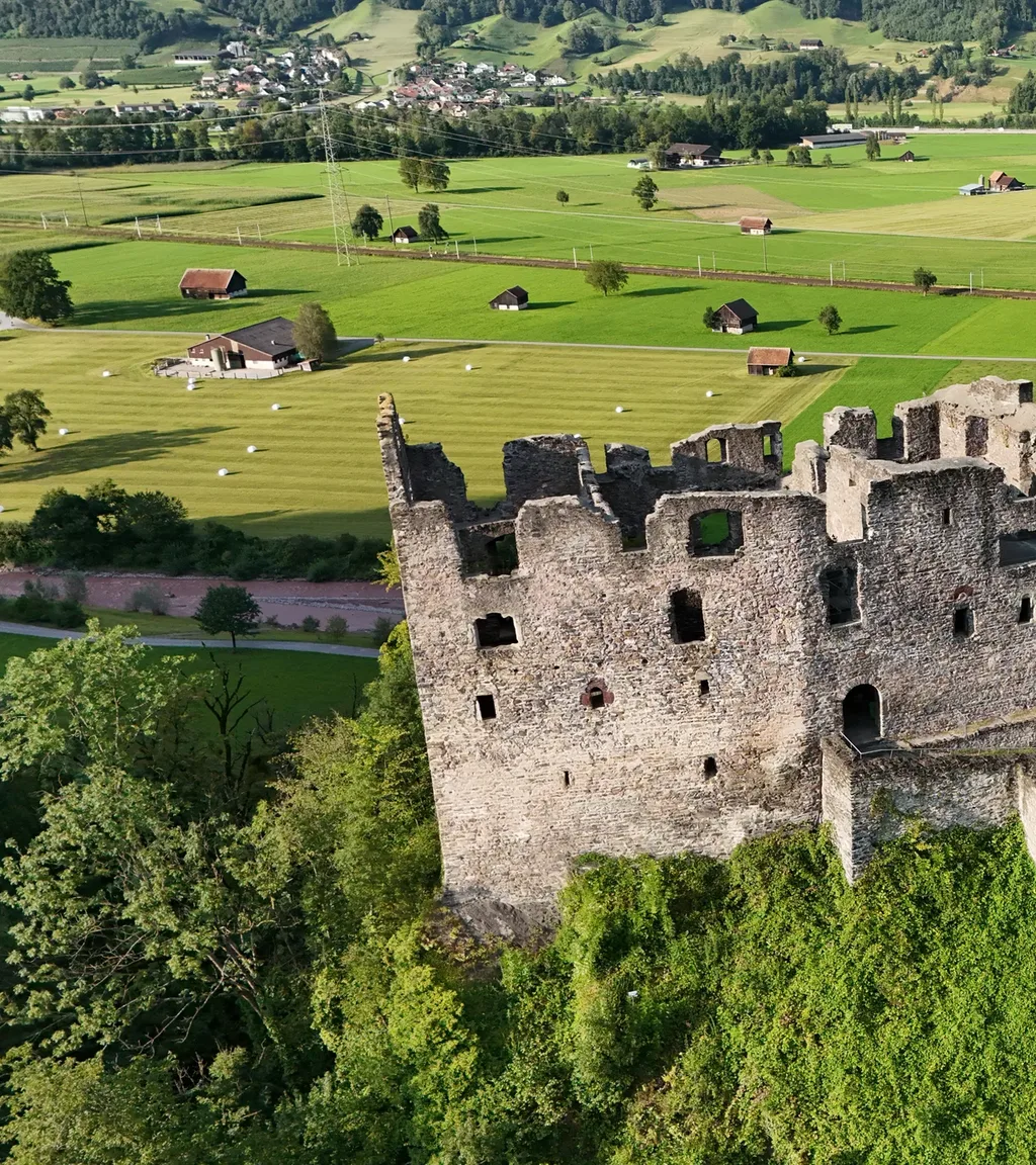 Ruine Gräpplang Luftaufnahme 1 links