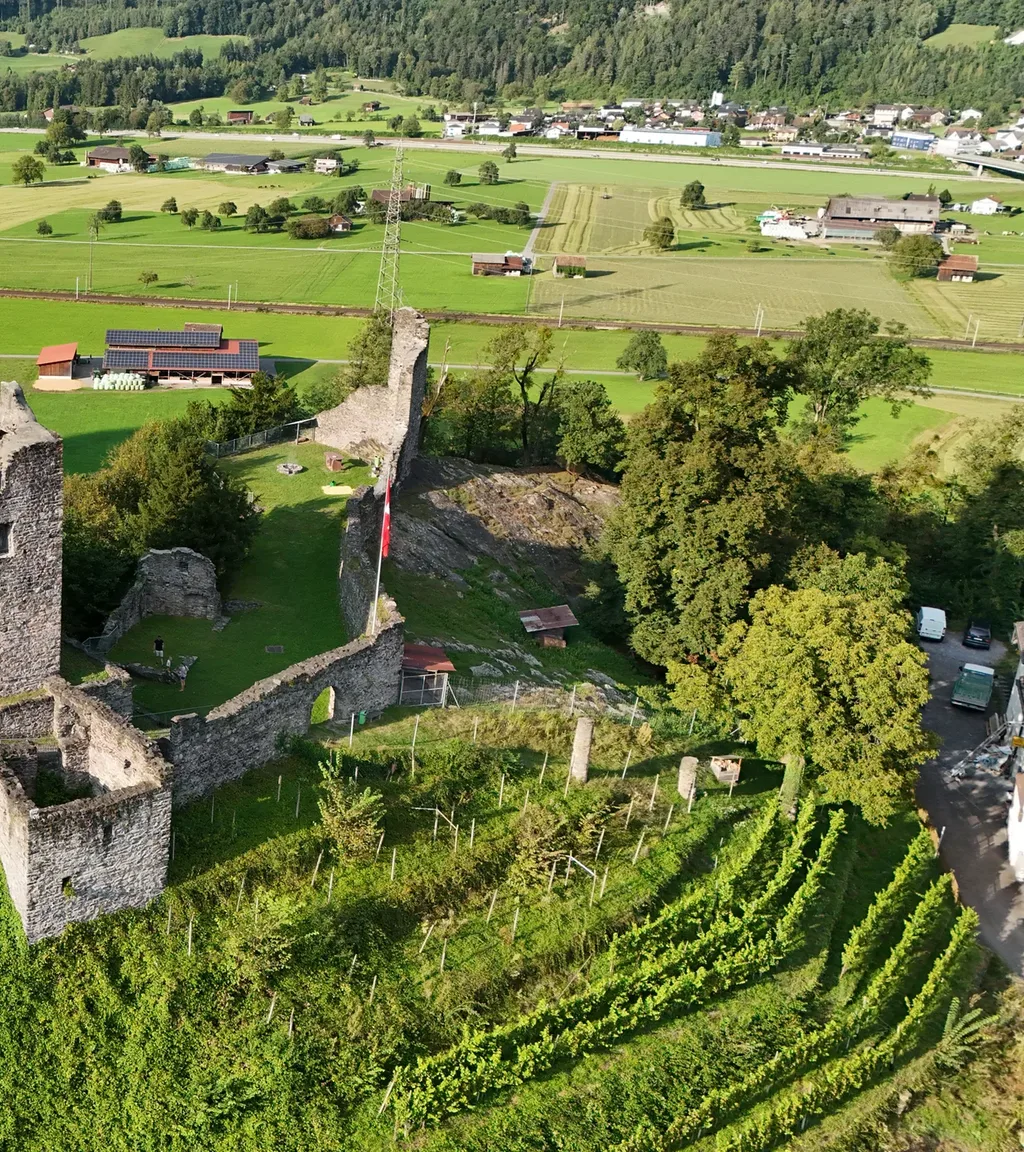 Ruine Gräpplang Luftaufnahme 1 rechts
