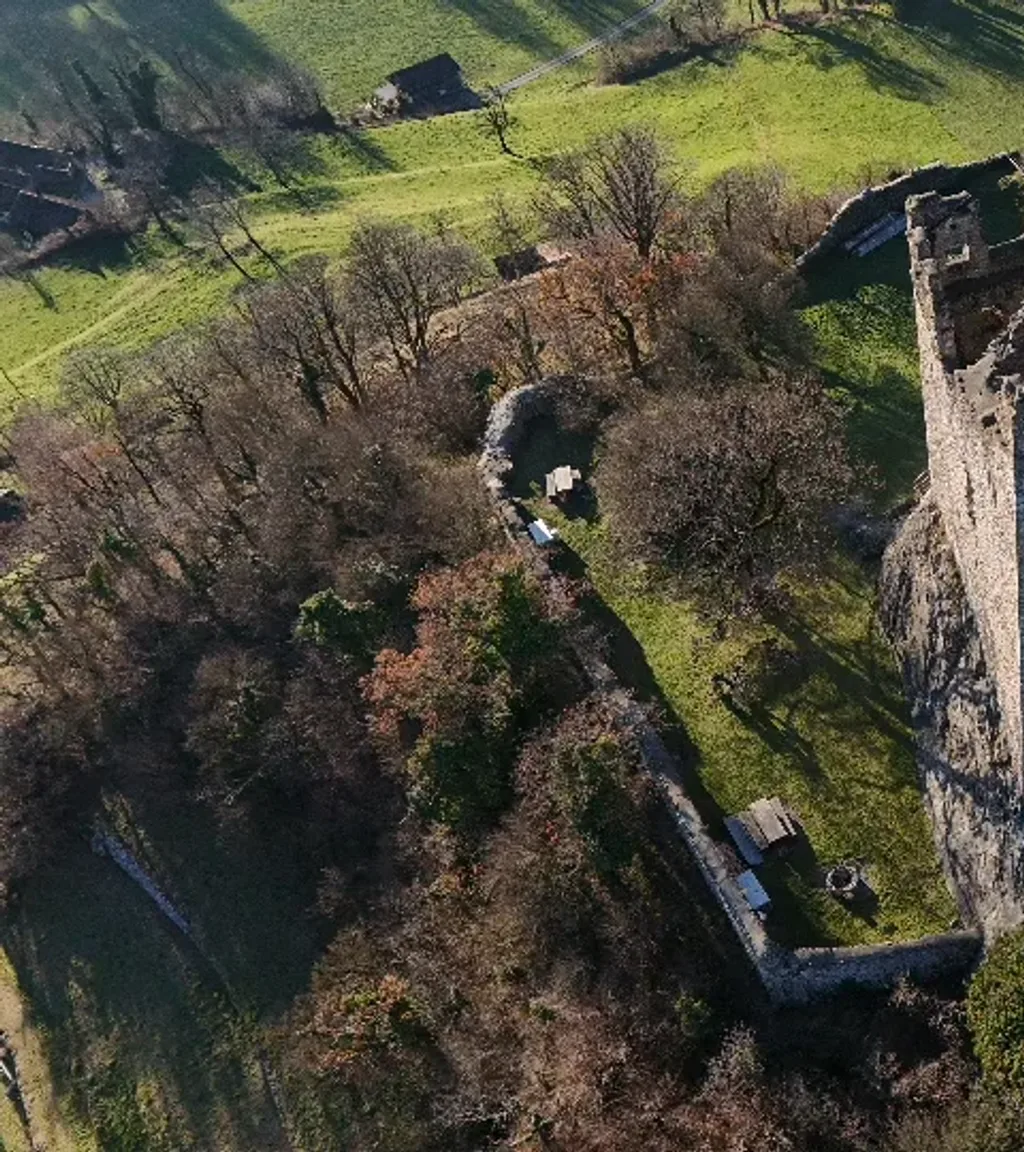 Ruine Wartau Luftaufnahme 1 links