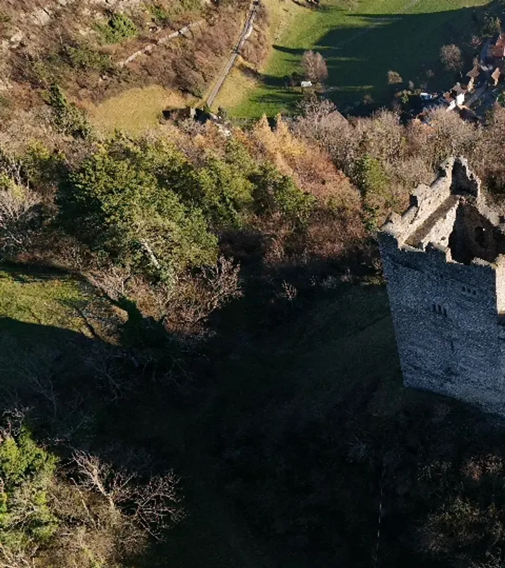 Ruine Wartau Luftaufnahme 2 links