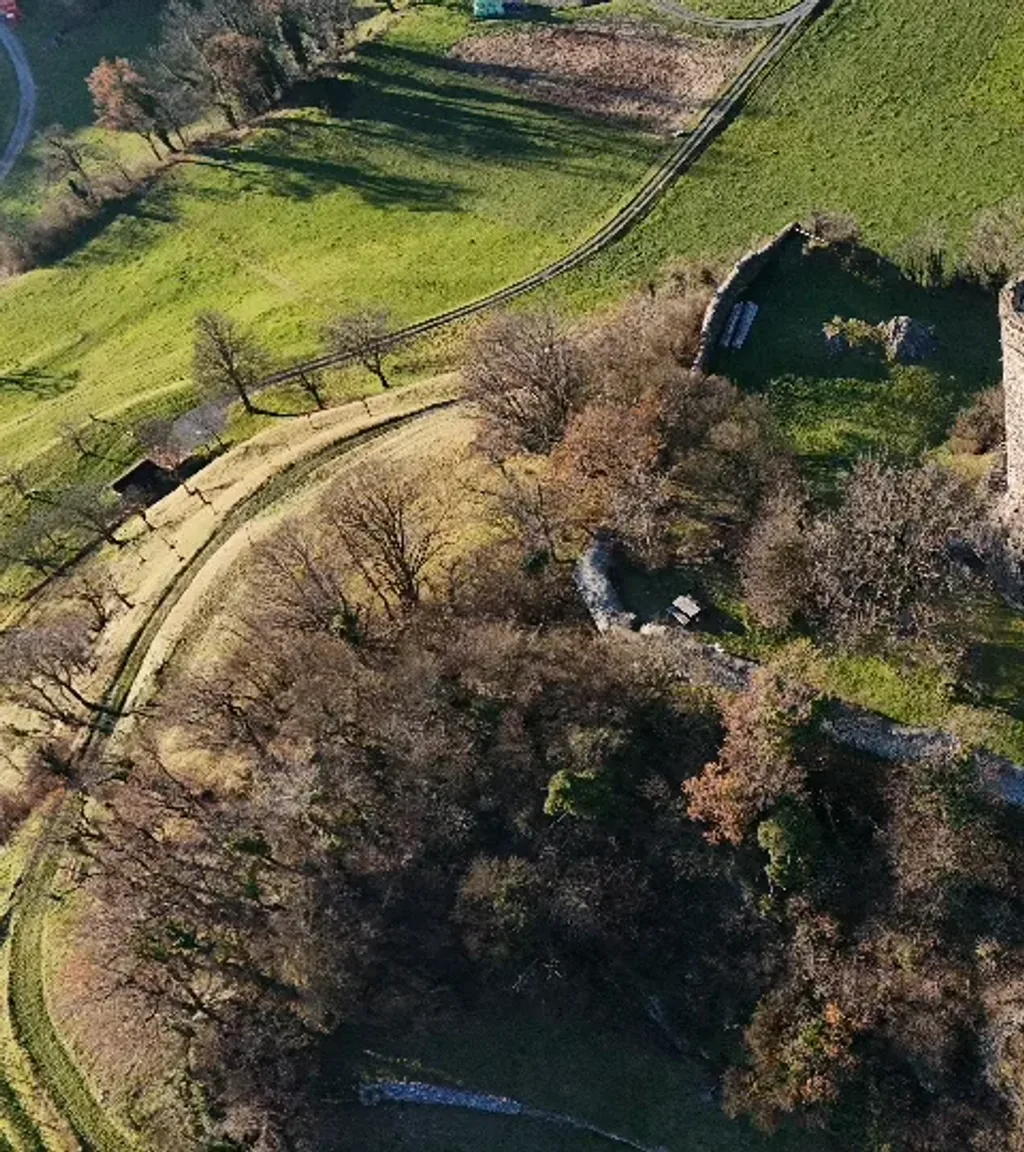 Ruine Wartau Luftaufnahme 6 links