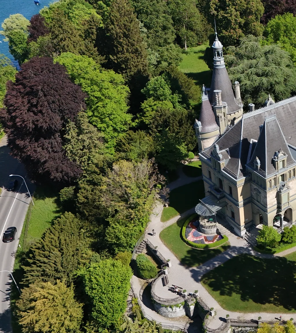 Schloss Hünegg Luftaufnahme 1 links