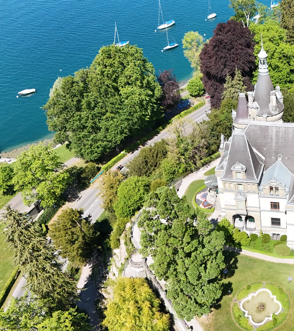 Schloss Hünegg Luftaufnahme 14 links